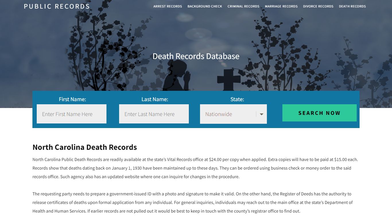 North Carolina Death Records | Enter Name and Search ... - Public Records